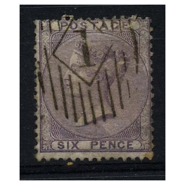 GB 1858-59 6d Deep-lilac, emblems, used with experimental Charles Rideout No.1 cancel. SG69