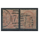 GB 1881-83 1/- Orange-brown,both plates, good to fine used. SG163