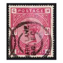 GB 1884 5/- Rose / lightly blued ppr, good to fine cds used. SG176