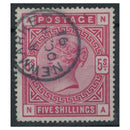 GB 1883-84 5/- Rose, good to fine cds used. SG180