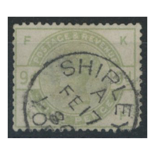 GB 1883 9d Dull-green, wmk inverted, fine cds used - a rare variety of a good stamp. SG195wi