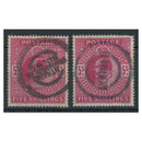 GB 1902-10 5/- Both shades, fine used. SG263-64