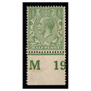 GB 1912 1/2d Green, very pale shade, M19 marginal control example, mtd mint. SG351var
