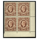 GB 1948 £1 Brown, corner marginal block of 4, stamps u/m. Scarce as multiple. SG478c_GB0478CM4