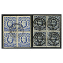 GB 1939-48 10/- Both shades, used blocks of 4 (scarce multiple). SG478+78b_GB0478U42