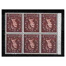 GB 1953-54 2d Red-brown, wmk inverted pane of 6, u/m. SG518LWi