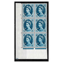 GB 1955 10d Prussian-blue (Edward), cyl 1, dot block of 6, u/m. SG552