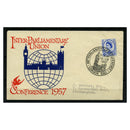 GB 1957 Inter-parliamentary, used on illustrated FDC with fully struck cancel, rare this nice. SG560