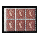 GB 1958-65 2d Light red-brown, wmk inverted, pane of 6, u/m. A rare pane. SG573a, SB79a