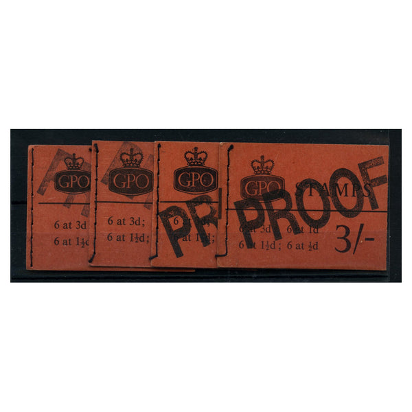 GB 1960-63 4x 3/- Proof Bklts With Interleaves. SGM27, M29, M36, M60