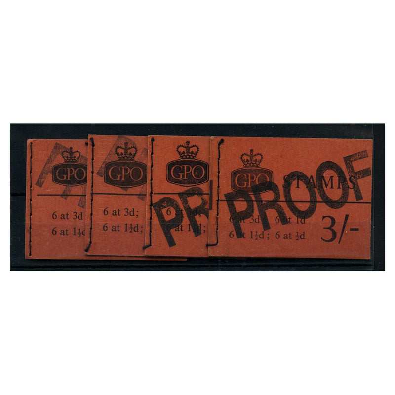 GB 1960-63 4x 3/- Proof Bklts With Interleaves. SGM27, M29, M36, M60