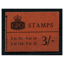 GB January 1964 3/- Phosphor Bklt, Good Perfs, 1-1/2d Pane Wide Band. SGM66pvar