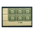 GB 1936-37 4d Dull grey-green, control 'A/36' corner block of 6, u/m. SGD23