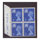 GB 1971 Wales 3p, broad band left, block of 4, u/m. SGW14var