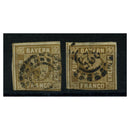Bavaria 1862 9k Both shades, 2 & 3 margins respectively, good to fine used. SG28-29