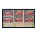 Gibraltar 1942-51 6d Both shades of perf 13, in plate blocks, mtd mint, some faults. SG126b+c