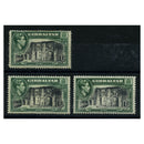 Gibraltar 1938-51 1/- Southport Gate, all 3 perfs, mtd mint. SG127+a+b