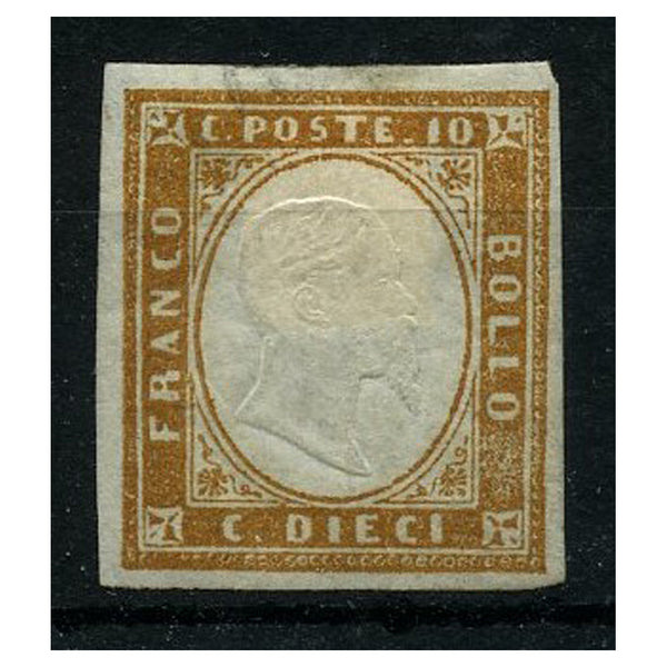 Sardinia 1862-63 10c Orange-brown, 4 margin example, fine cds used. SG39