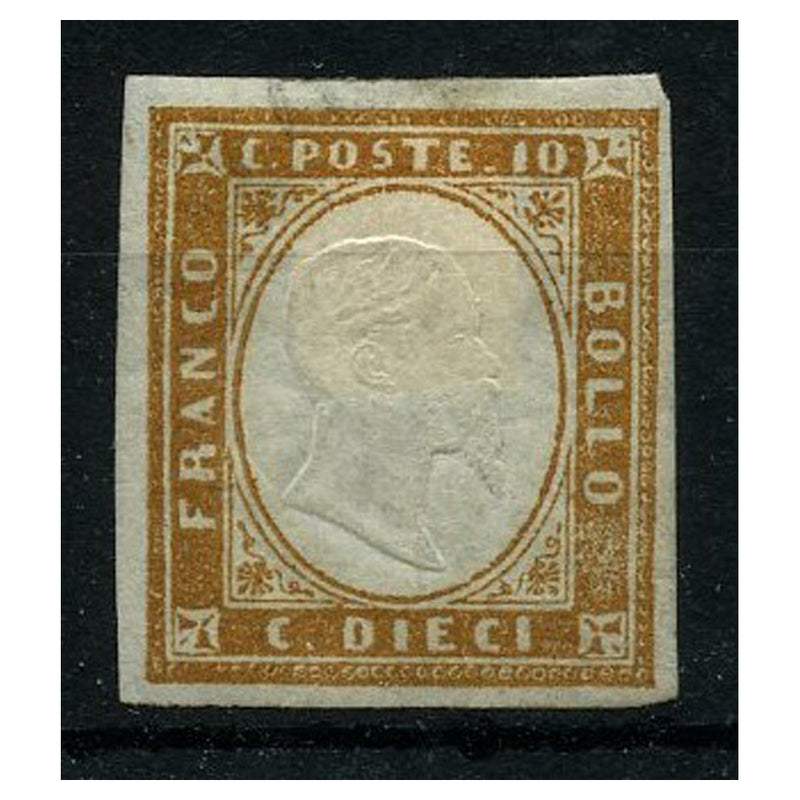 Sardinia 1862-63 10c Orange-brown, 4 margin example, fine cds used. SG39