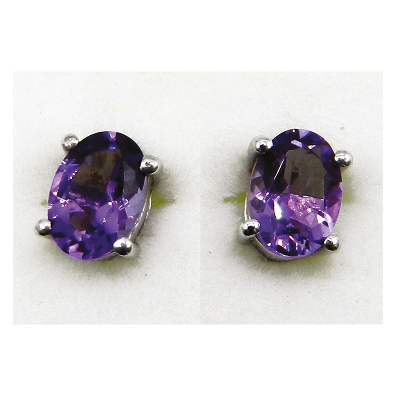 Angara Amethyst & Silver Stud Earrings