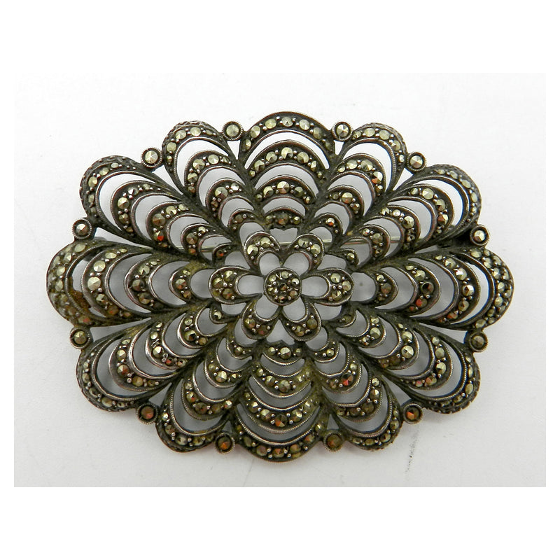 Silver Marcasite Brooch_JLY0121