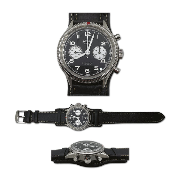 Hanhart Flyback Reverse Panda Chronograph Mens Watch
