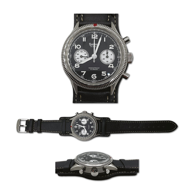 Hanhart Flyback Reverse Panda Chronograph Mens Watch