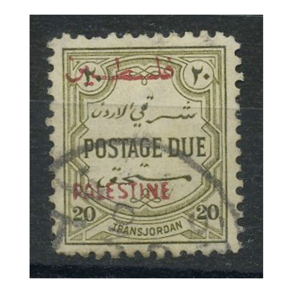 Jordan (Palestine) 1948 20f Olive-green, wmk mult CA, good to fine cds used. SGPD29