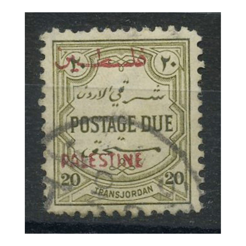 Jordan (Palestine) 1948 20f Olive-green, wmk mult CA, good to fine cds used. SGPD29
