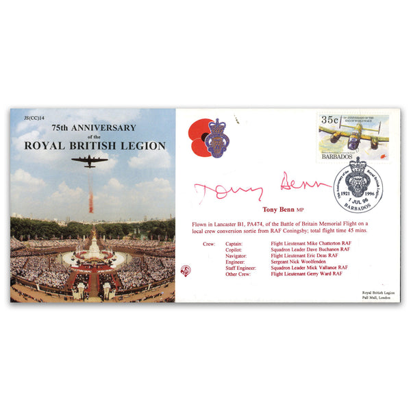 1996 Royal British Legion 75th Anniversary Signed Tony Benn