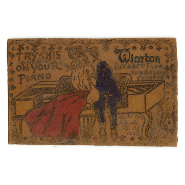 Vintage 1900s Leather Postcard -  Try This on Your Piano