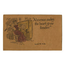 Vintage 1900s Leather Postcard -  Absence Makes the Heart Grow Fonder