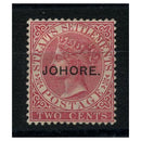 Johore 1884-86 2c Pale-rose, type 6 ovpt, mint no gum. SG6