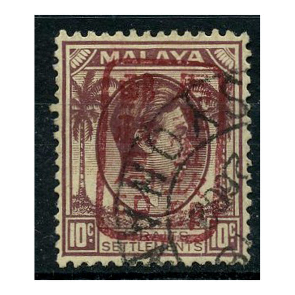 Malaya Japaneese Occ 1942 Strait Settlements10c Dull purple, fine cds used. SGJ152a_MALAY0152AU