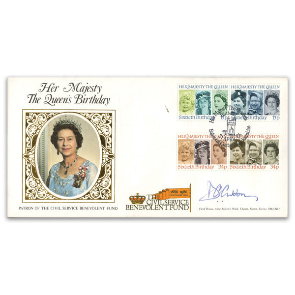 1986 Queen's 60th - Civil Service Benevolent Fund Off. Balmoral h/s Signed Sir Mark Cubbon