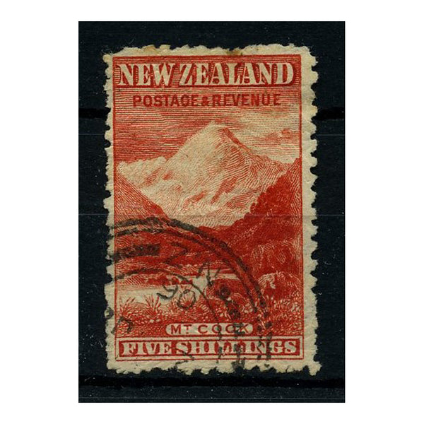1902-09  5/- vermilion Perf.11 wmk upright with a couple of perf faults, fine postally used. SG317b_NEWZ0317U