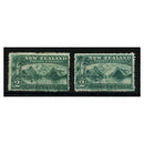 NZ 1906-07 2/- Both green & blue-green shades, perf 14, Cowan ppr, both fine cds used. SG328+a