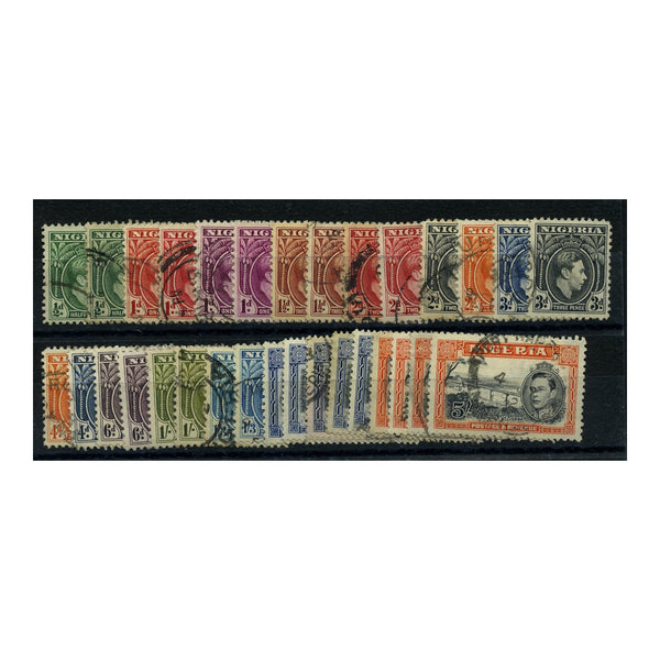 Nigeria 1938-51 Definitive set, inc all perf & colour variants, good to fine cds used. SG49-59c_NIGER0049UA