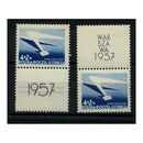 1957 Philatelic expo, both label types, u/m. SG1005 (x2)