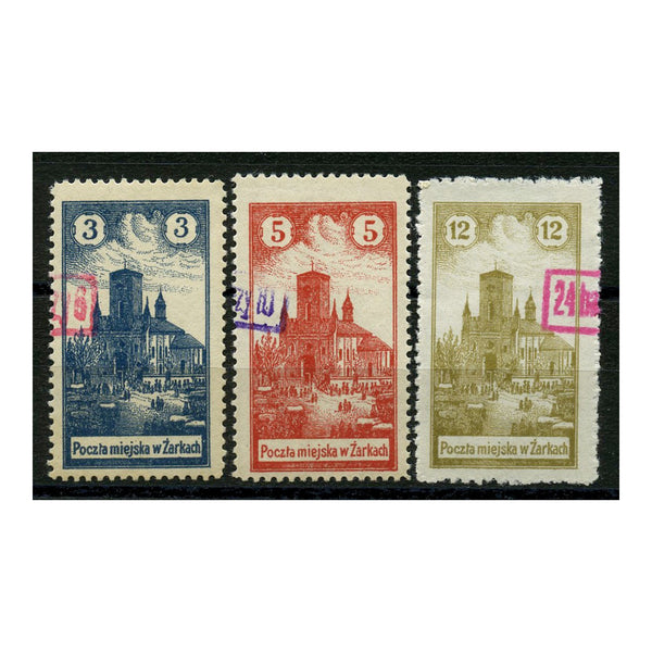 Poland 1918 Zarkach local post, the famous church pictoral, surcharged, fresh u/m. MI#4-6