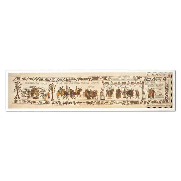 2014 Alderney - Bayeux Tapestry Final Panel £3 M/S - Printed on Cotton with Certificate_PSM1902