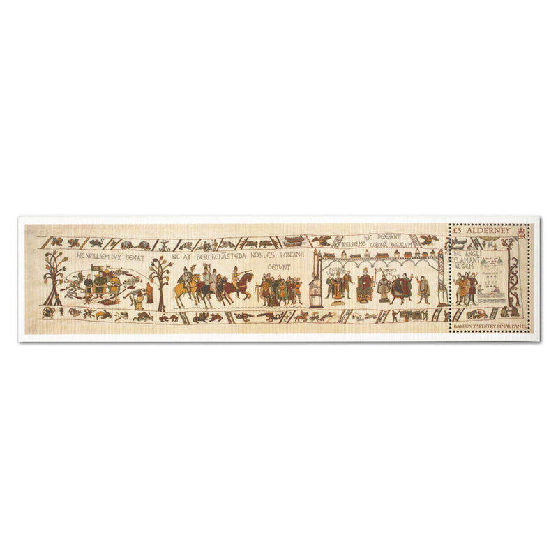2014 Alderney - Bayeux Tapestry Final Panel £3 M/S - Printed on Cotton with Certificate_PSM1902