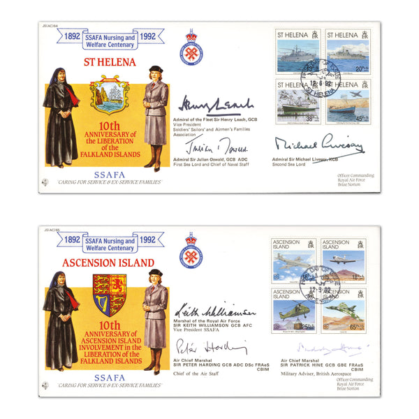 1992 SSAFA. St Helena & Ascension Island Special Signed Pair Covers_RAFAC64/65S