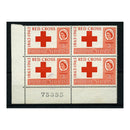 Rhod & Nyas 1963 3d Red Cross corner marginal block of 4, with control number, u/m. SG47