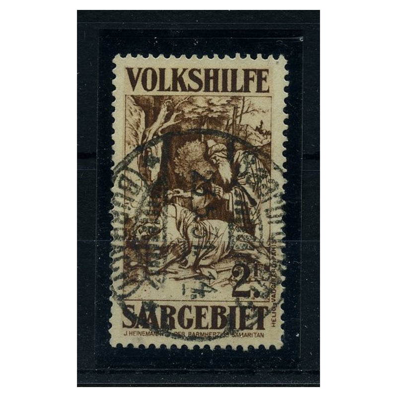 Saar 1931 Christmas charity 2f Chocolate, fine cds used. SG147