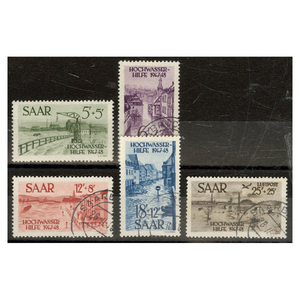 Saar 1948 Disaster relief fund, inc. air value, fine cds used (5f mtd mint). SG252-56_SAAR0252UETC