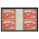 Saar 1954 Stamp day, gutter block of 4, u/m (top) & lightly mtd mint (bottom). SG346