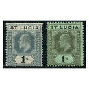 St Lucia 1904-10 1/- Black & green and 1/- black/green (MCA), fine mtd mint. SG74-75