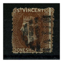 St Vincent 1869 1/- Brown Perf 11-12 (typical rough perfs), good to fine used, good colour. SG14_SALV0014U1