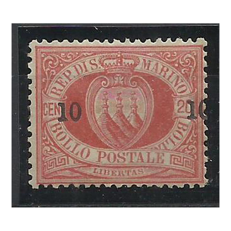 San Marino 1892 Surcharge 10c on 20c Vermilion, good to fine mtd mint. SG17